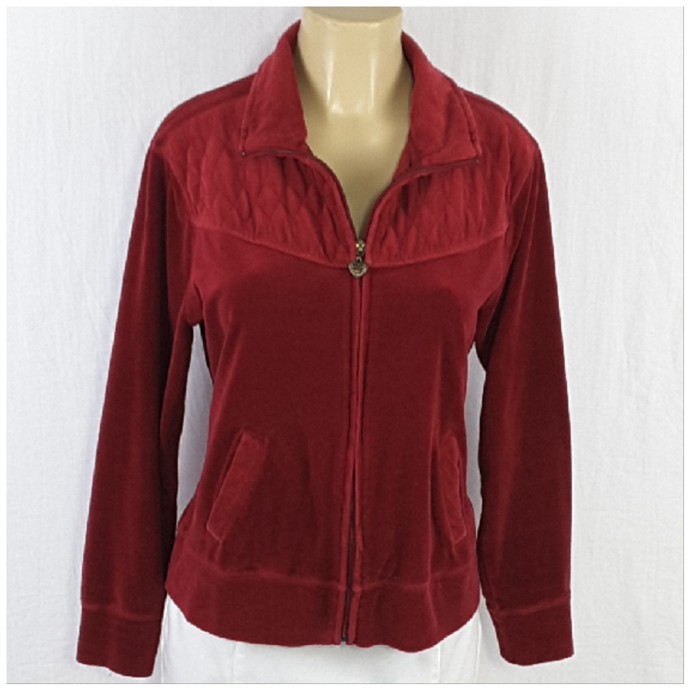 THREE HEARTS, Zip Front Velour Jacket, size Large - Picture 2 of 8